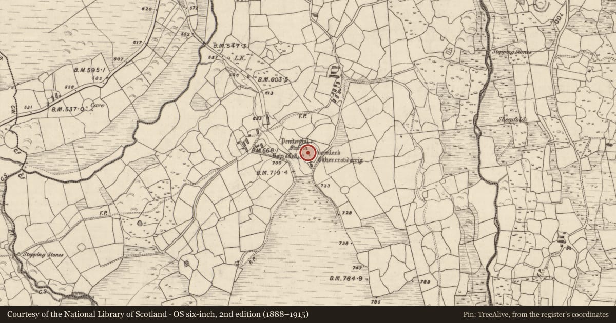 Ordnance Survey six-inch map, 2nd edition (1888–1915) covering the location of Mound, Gortnagane, County Kerry, with a pin at the register's coordinates