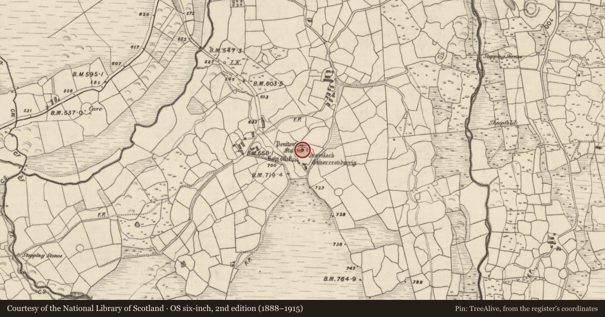 Ordnance Survey six-inch map, 2nd edition (1888–1915) covering the location of Hut site, Gortnagane, County Kerry, with a pin at the register's coordinates