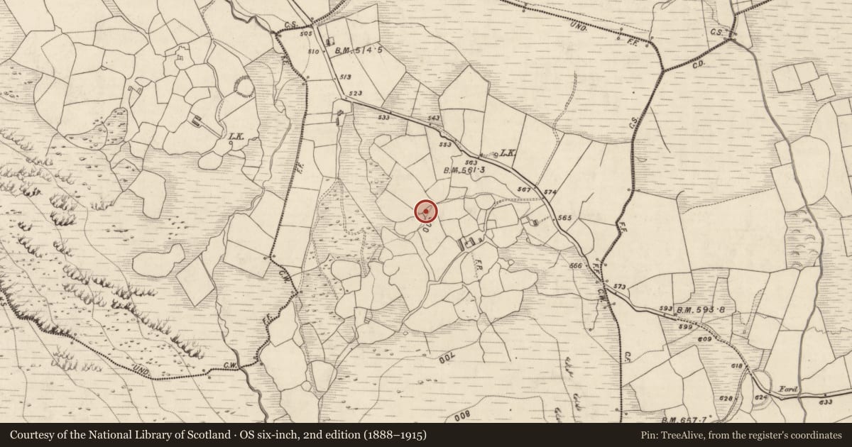 Ordnance Survey six-inch map, 2nd edition (1888–1915) covering the location of Enclosure, Doocarrig More, County Kerry, with a pin at the register's coordinates