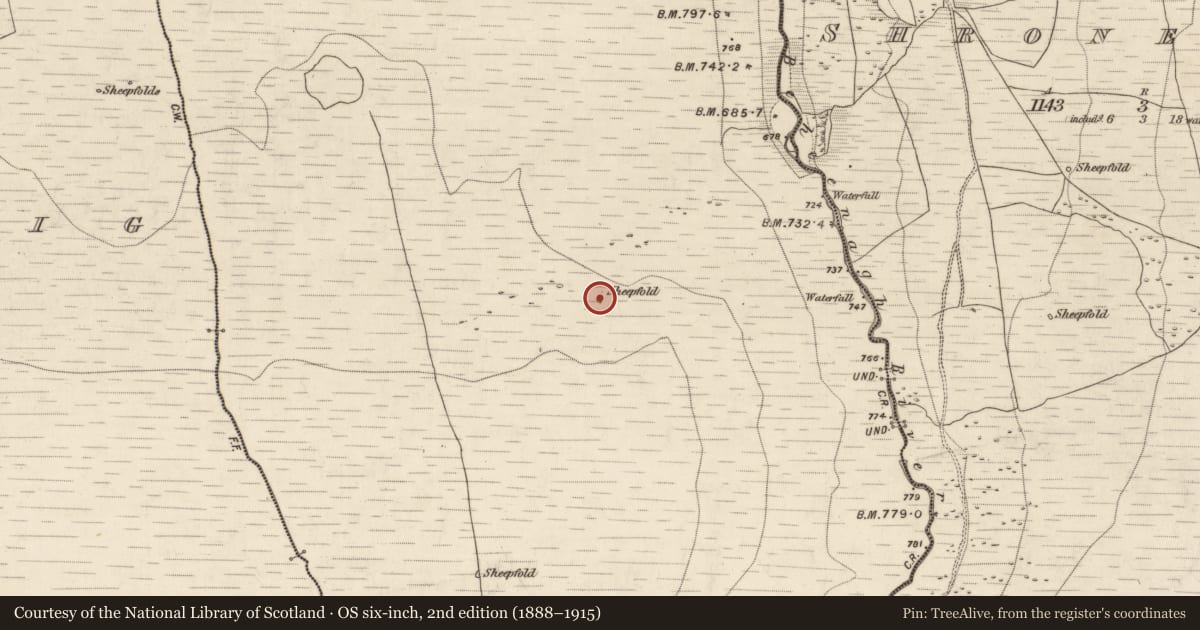 Ordnance Survey six-inch map, 2nd edition (1888–1915) covering the location of Enclosure, Gortnagane, County Kerry, with a pin at the register's coordinates