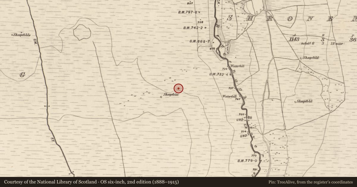 Ordnance Survey six-inch map, 2nd edition (1888–1915) covering the location of Hut site, Gortnagane, County Kerry, with a pin at the register's coordinates