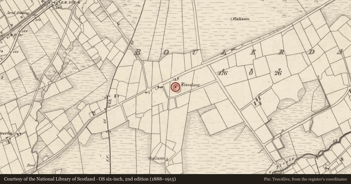 Ordnance Survey six-inch map, 2nd edition (1888–1915) covering the location of Ringfort - rath, Boulerdah, County Kerry, with a pin at the register's coordinates