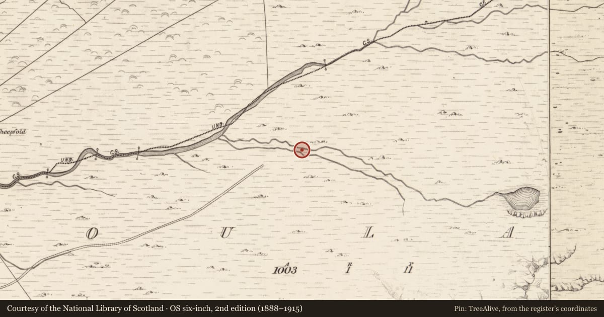 Ordnance Survey six-inch map, 2nd edition (1888–1915) covering the location of Hut site, Coulagh, County Kerry, with a pin at the register's coordinates
