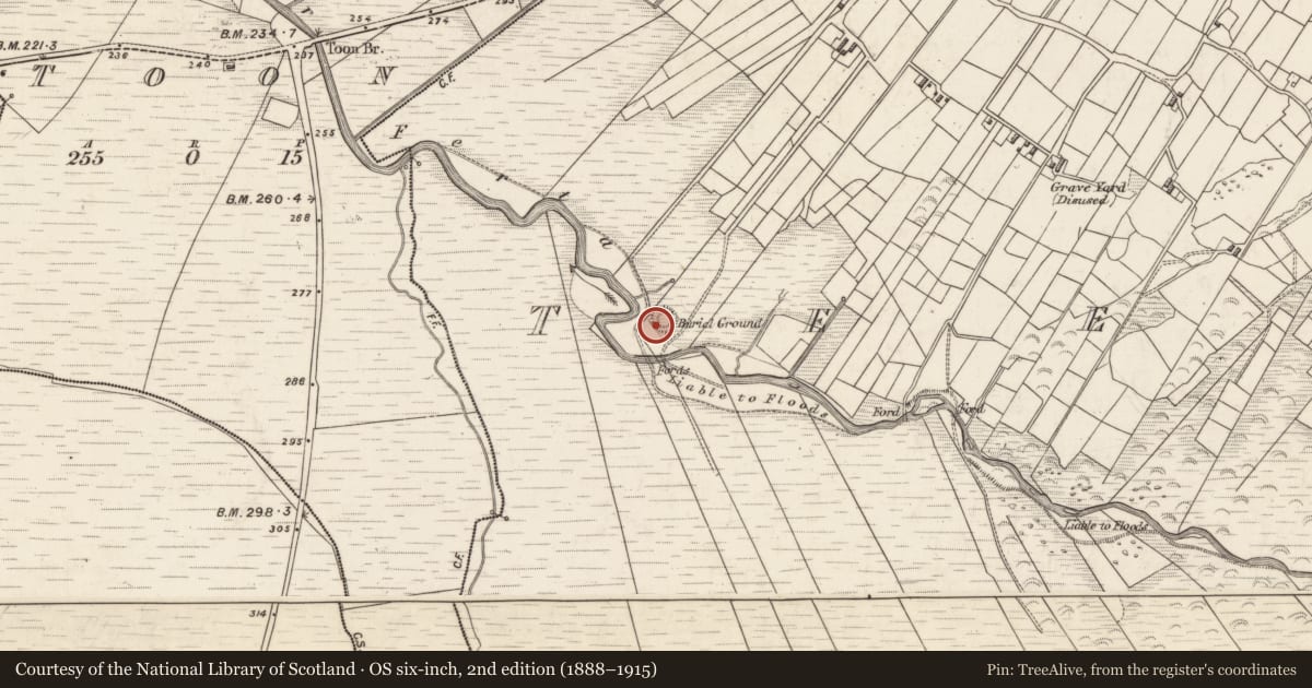 Ordnance Survey six-inch map, 2nd edition (1888–1915) covering the location of Hut site, Teeromoyle, County Kerry, with a pin at the register's coordinates