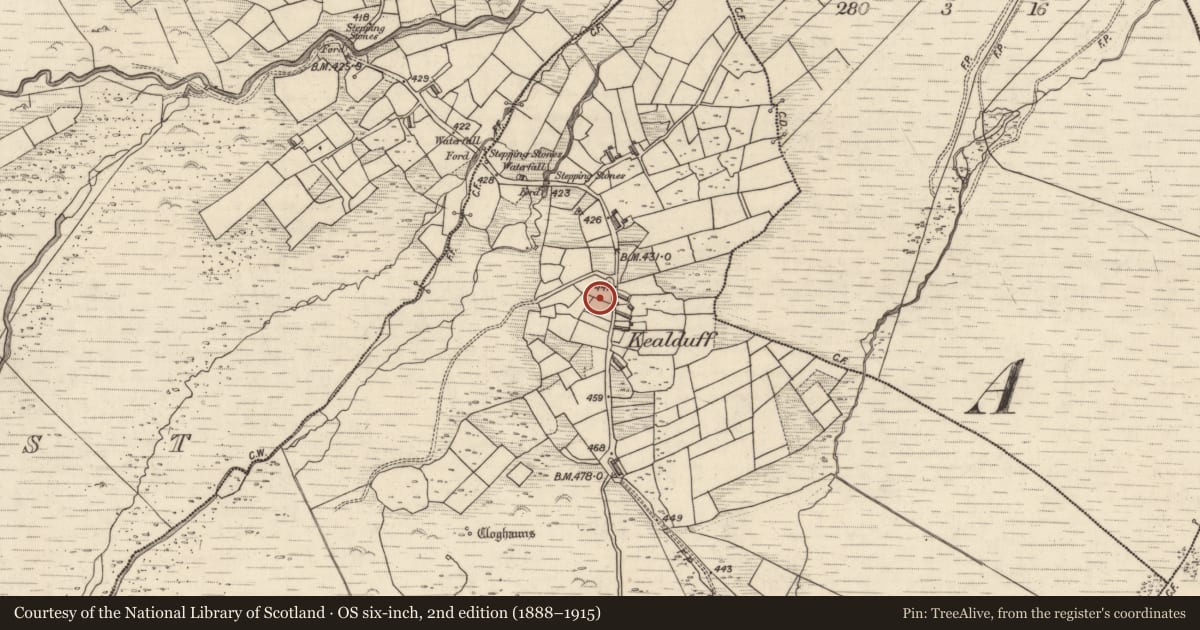 Ordnance Survey six-inch map, 2nd edition (1888–1915) covering the location of Souterrain, Kealduff Upper, County Kerry, with a pin at the register's coordinates