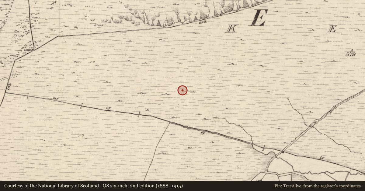 Ordnance Survey six-inch map, 2nd edition (1888–1915) covering the location of Hut site, Keel, County Kerry, with a pin at the register's coordinates