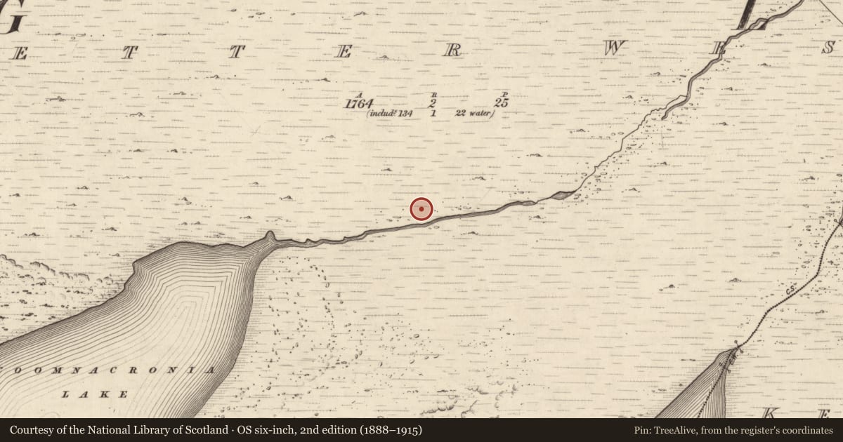 Ordnance Survey six-inch map, 2nd edition (1888–1915) covering the location of Rock art, Letter West, County Kerry, with a pin at the register's coordinates