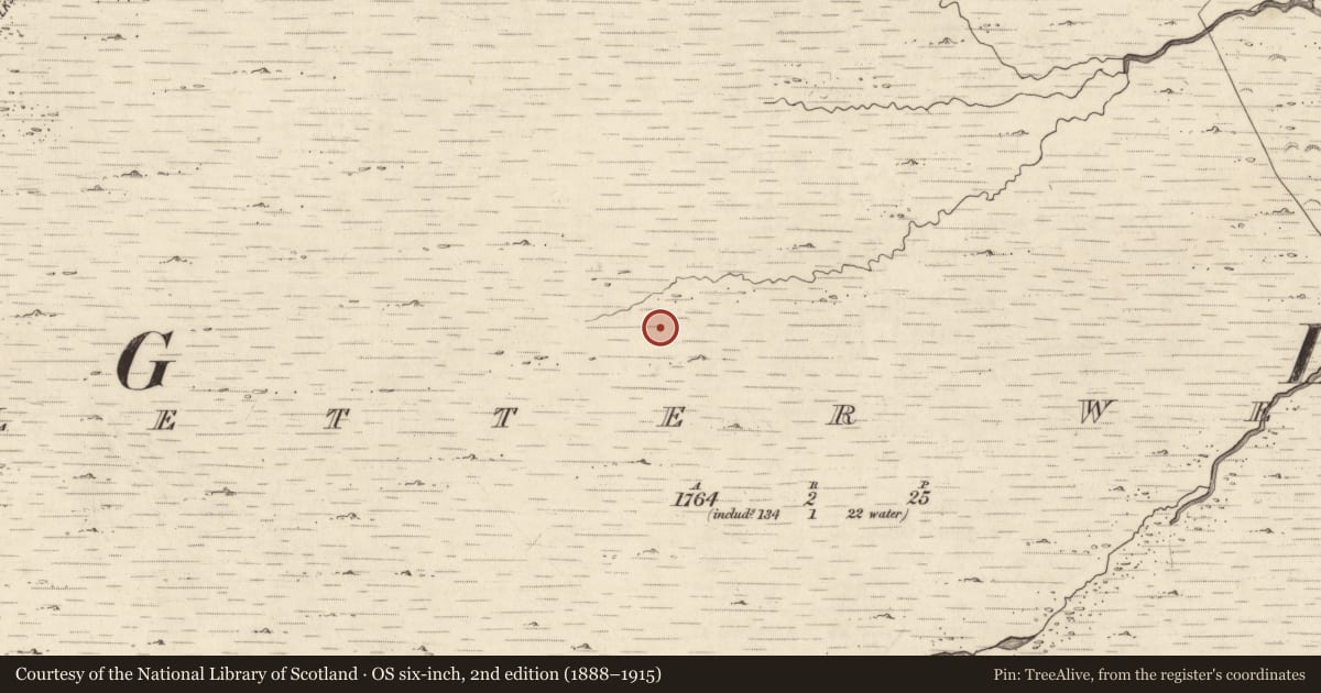 Ordnance Survey six-inch map, 2nd edition (1888–1915) covering the location of Hut site, Letter West, County Kerry, with a pin at the register's coordinates