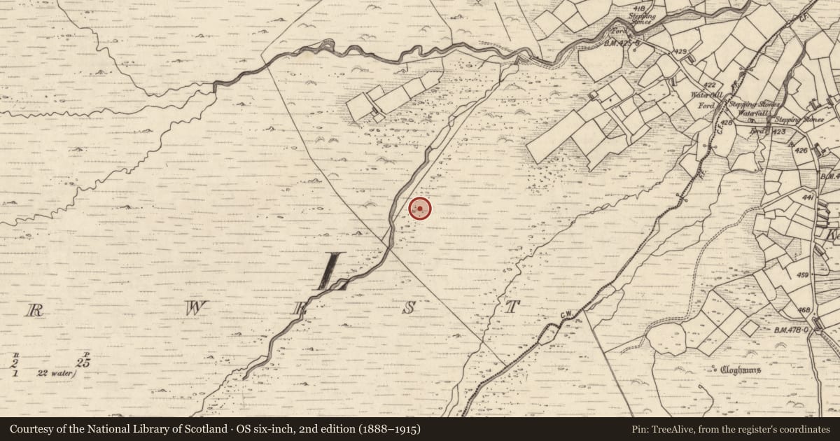 Ordnance Survey six-inch map, 2nd edition (1888–1915) covering the location of Rock art, Letter West, County Kerry, with a pin at the register's coordinates