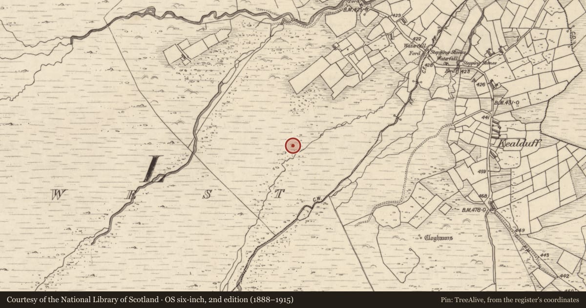 Ordnance Survey six-inch map, 2nd edition (1888–1915) covering the location of Rock art, Letter West, County Kerry, with a pin at the register's coordinates
