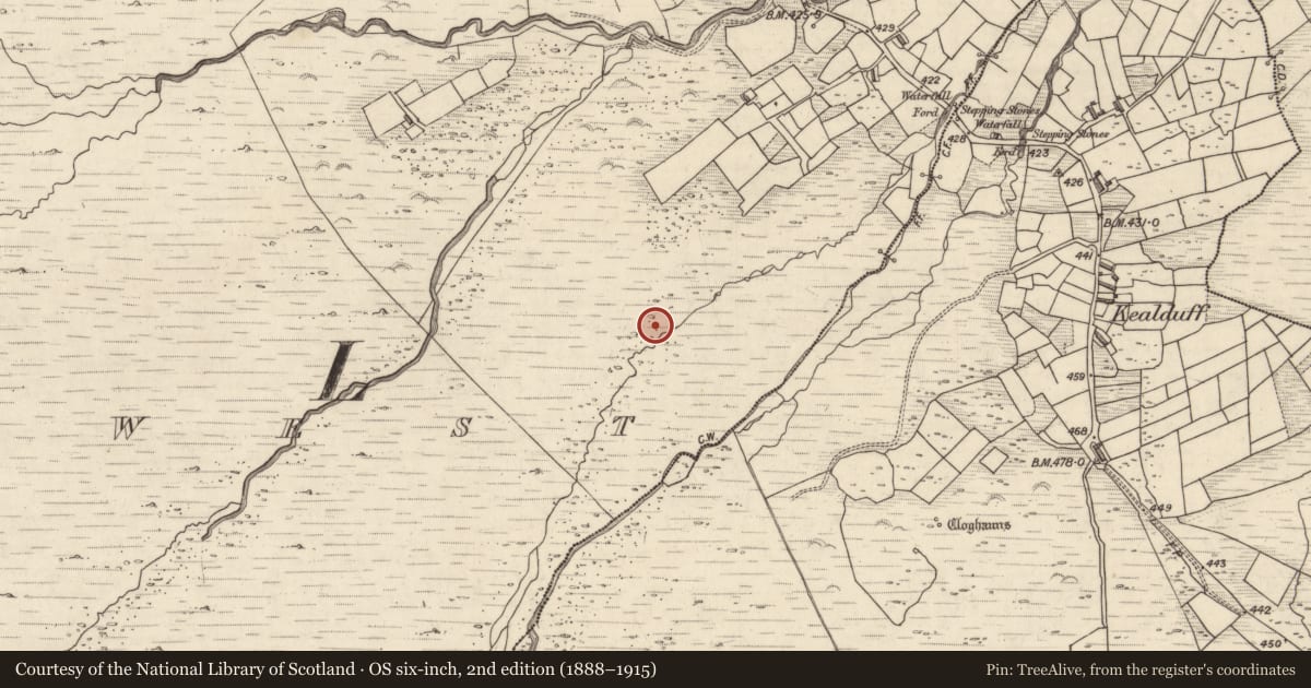 Ordnance Survey six-inch map, 2nd edition (1888–1915) covering the location of Rock art, Letter West, County Kerry, with a pin at the register's coordinates