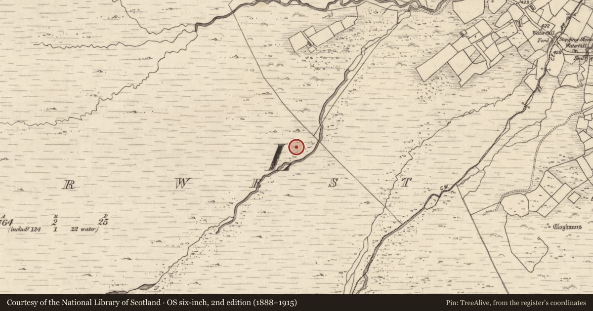 Ordnance Survey six-inch map, 2nd edition (1888–1915) covering the location of Rock art, Letter West, County Kerry, with a pin at the register's coordinates