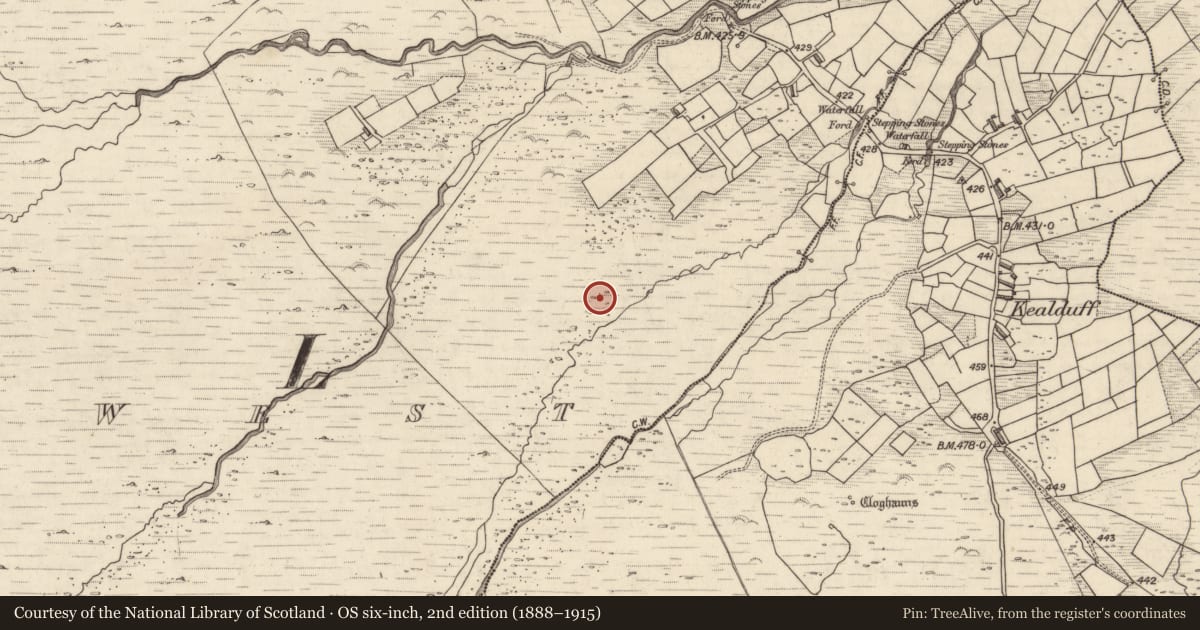 Ordnance Survey six-inch map, 2nd edition (1888–1915) covering the location of Rock art, Letter West, County Kerry, with a pin at the register's coordinates