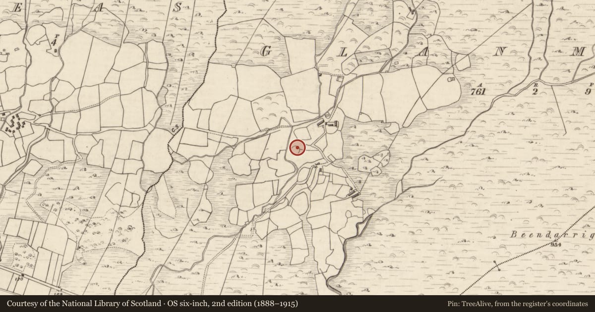 Ordnance Survey six-inch map, 2nd edition (1888–1915) covering the location of Ringfort - rath, Glanmakee, County Kerry, with a pin at the register's coordinates