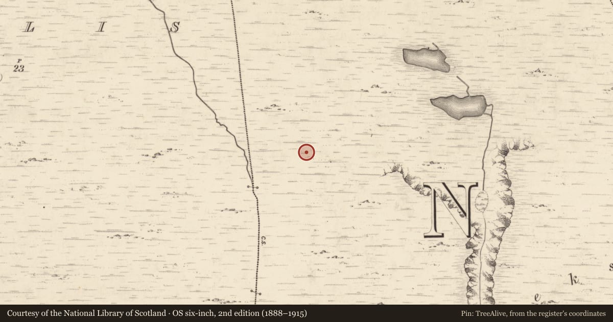 Ordnance Survey six-inch map, 2nd edition (1888–1915) covering the location of Hut site, Alohart, County Kerry, with a pin at the register's coordinates