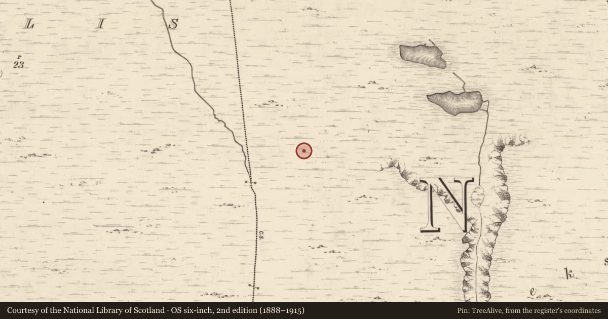 Ordnance Survey six-inch map, 2nd edition (1888–1915) covering the location of Hut site, Alohart, County Kerry, with a pin at the register's coordinates