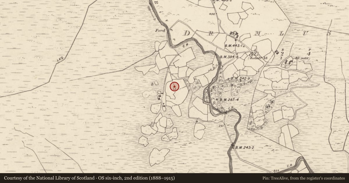Ordnance Survey six-inch map, 2nd edition (1888–1915) covering the location of Enclosure, Bunbinnia, County Kerry, with a pin at the register's coordinates