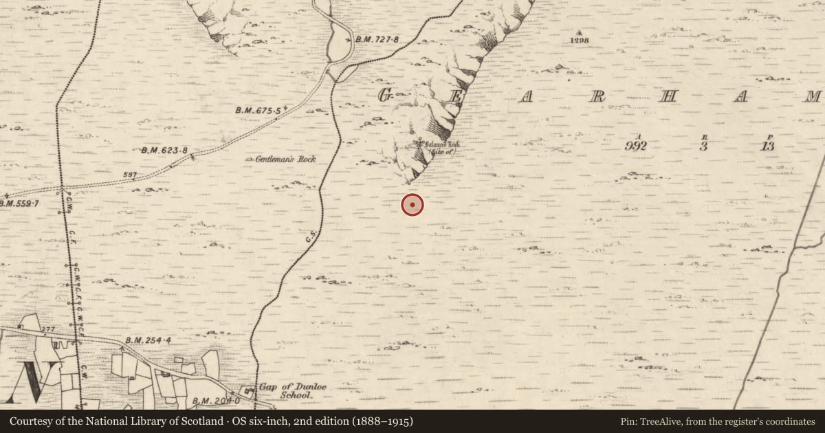 Ordnance Survey six-inch map, 2nd edition (1888–1915) covering the location of Hut site, Gearhameen, County Kerry, with a pin at the register's coordinates