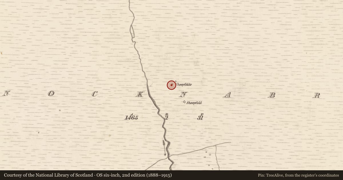 Ordnance Survey six-inch map, 2nd edition (1888–1915) covering the location of Hut site, Knocknabro, County Kerry, with a pin at the register's coordinates