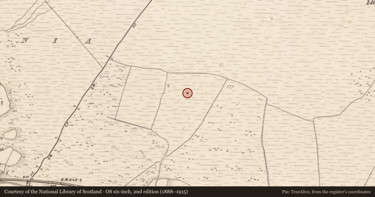 Ordnance Survey six-inch map, 2nd edition (1888–1915) covering the location of Enclosure, Knocknabro, County Kerry, with a pin at the register's coordinates
