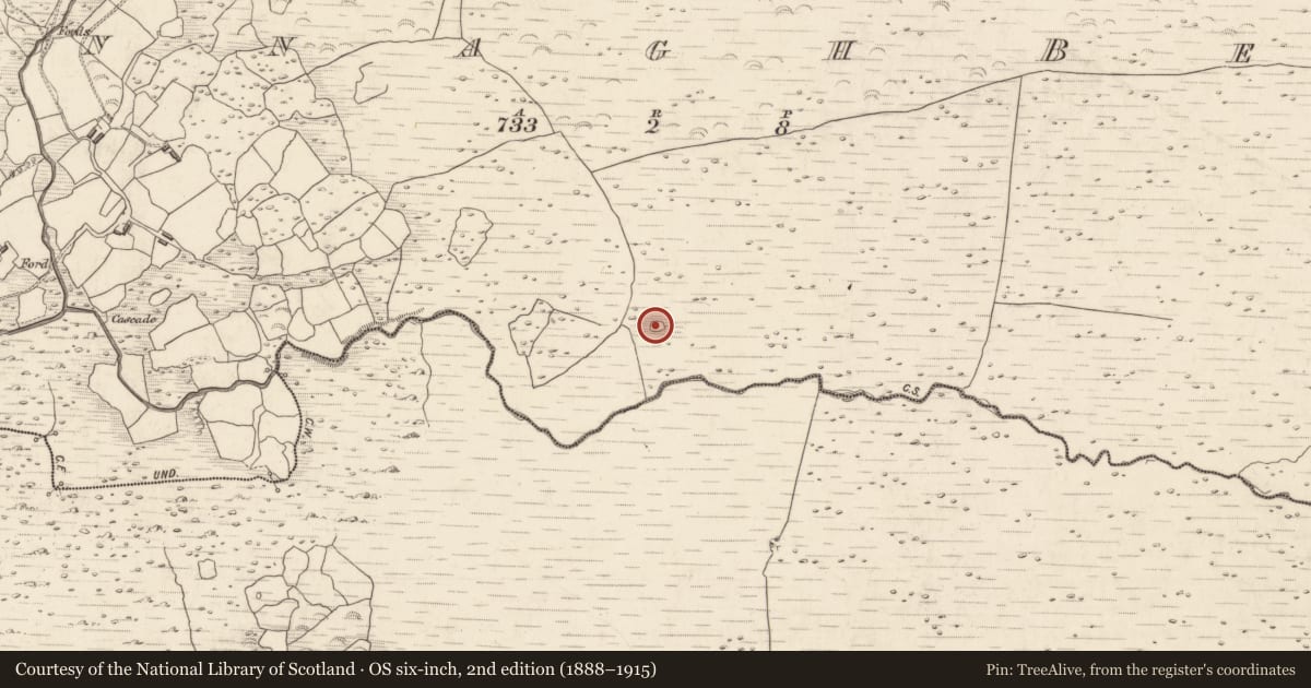 Ordnance Survey six-inch map, 2nd edition (1888–1915) covering the location of Enclosure, Annagh Beg, County Kerry, with a pin at the register's coordinates