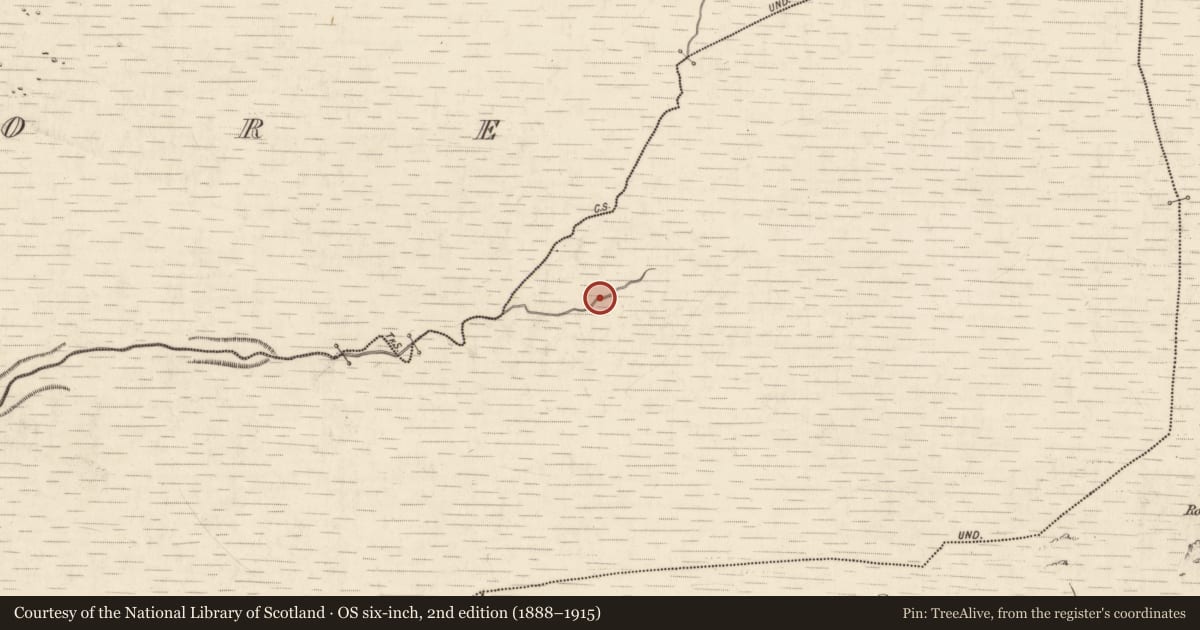 Ordnance Survey six-inch map, 2nd edition (1888–1915) covering the location of Hut site, Annagh More, County Kerry, with a pin at the register's coordinates