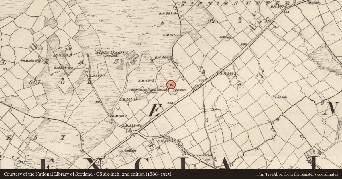Ordnance Survey six-inch map, 2nd edition (1888–1915) covering the location of Hut site, Cool East, County Kerry, with a pin at the register's coordinates