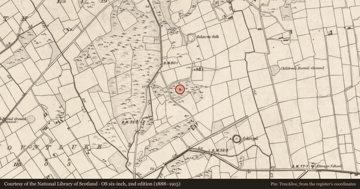 Ordnance Survey six-inch map, 2nd edition (1888–1915) covering the location of House - early medieval, Kimego West, County Kerry, with a pin at the register's coordinates