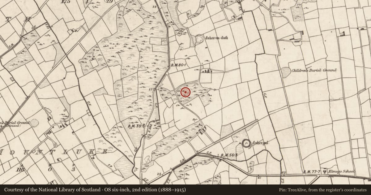 Ordnance Survey six-inch map, 2nd edition (1888–1915) covering the location of House - early medieval, Kimego West, County Kerry, with a pin at the register's coordinates