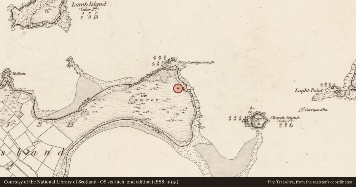 Ordnance Survey six-inch map, 2nd edition (1888–1915) covering the location of House - early medieval, Beginish, County Kerry, with a pin at the register's coordinates