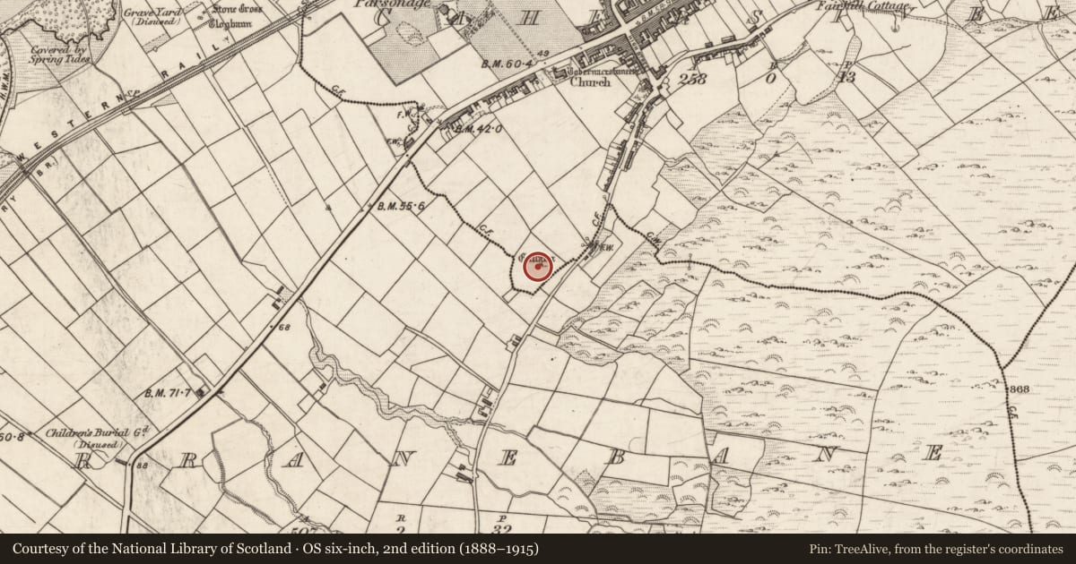 Ordnance Survey six-inch map, 2nd edition (1888–1915) covering the location of Standing stone, Cahersiveen, County Kerry, with a pin at the register's coordinates