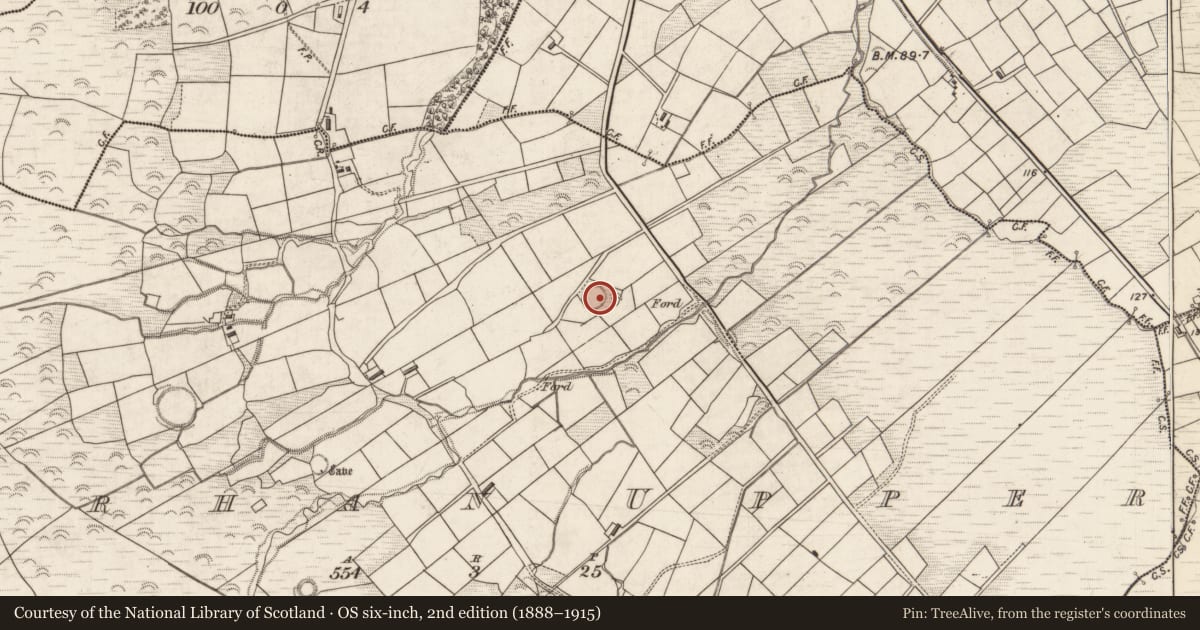 Ordnance Survey six-inch map, 2nd edition (1888–1915) covering the location of Hut site, Carhan Upper, County Kerry, with a pin at the register's coordinates