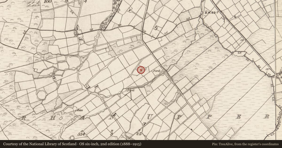 Ordnance Survey six-inch map, 2nd edition (1888–1915) covering the location of Hut site, Carhan Upper, County Kerry, with a pin at the register's coordinates