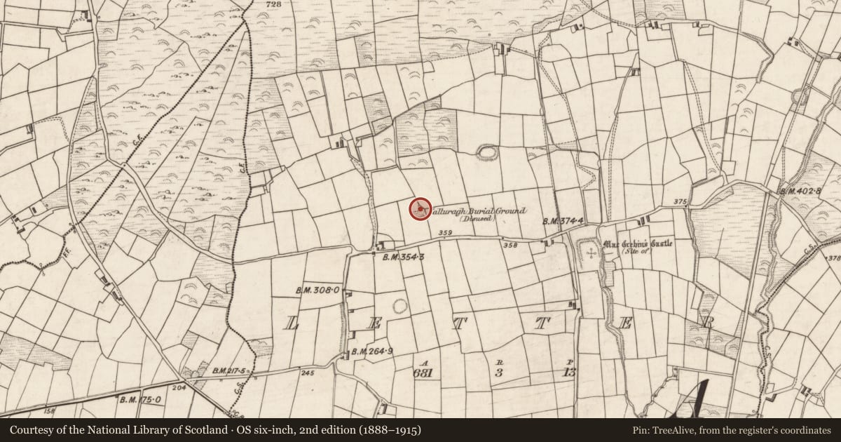 Ordnance Survey six-inch map, 2nd edition (1888–1915) covering the location of Leacht, Letter, County Kerry, with a pin at the register's coordinates