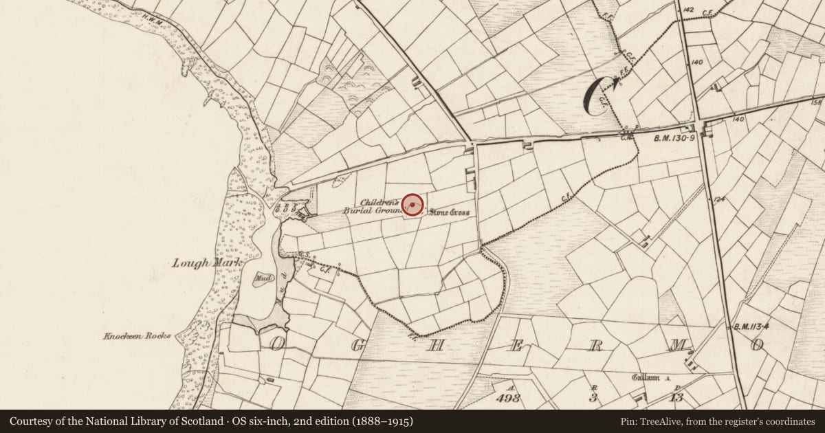 Ordnance Survey six-inch map, 2nd edition (1888–1915) covering the location of Hut site, Reenard, County Kerry, with a pin at the register's coordinates