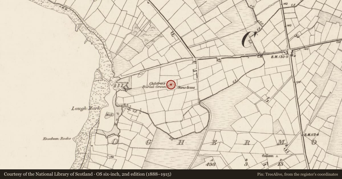 Ordnance Survey six-inch map, 2nd edition (1888–1915) covering the location of Hut site, Reenard, County Kerry, with a pin at the register's coordinates