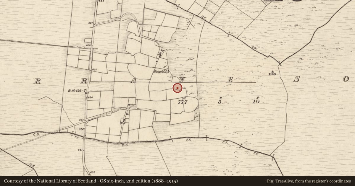 Ordnance Survey six-inch map, 2nd edition (1888–1915) covering the location of Enclosure, Garrane South, County Kerry, with a pin at the register's coordinates