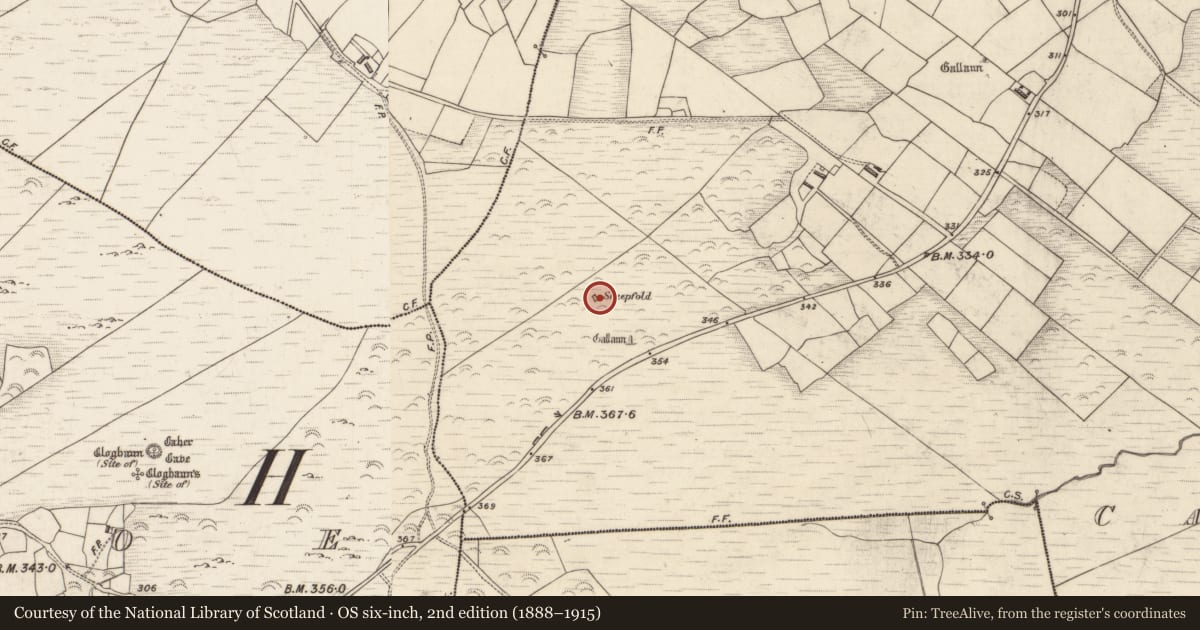 Ordnance Survey six-inch map, 2nd edition (1888–1915) covering the location of Hut site, Canburrin, County Kerry, with a pin at the register's coordinates