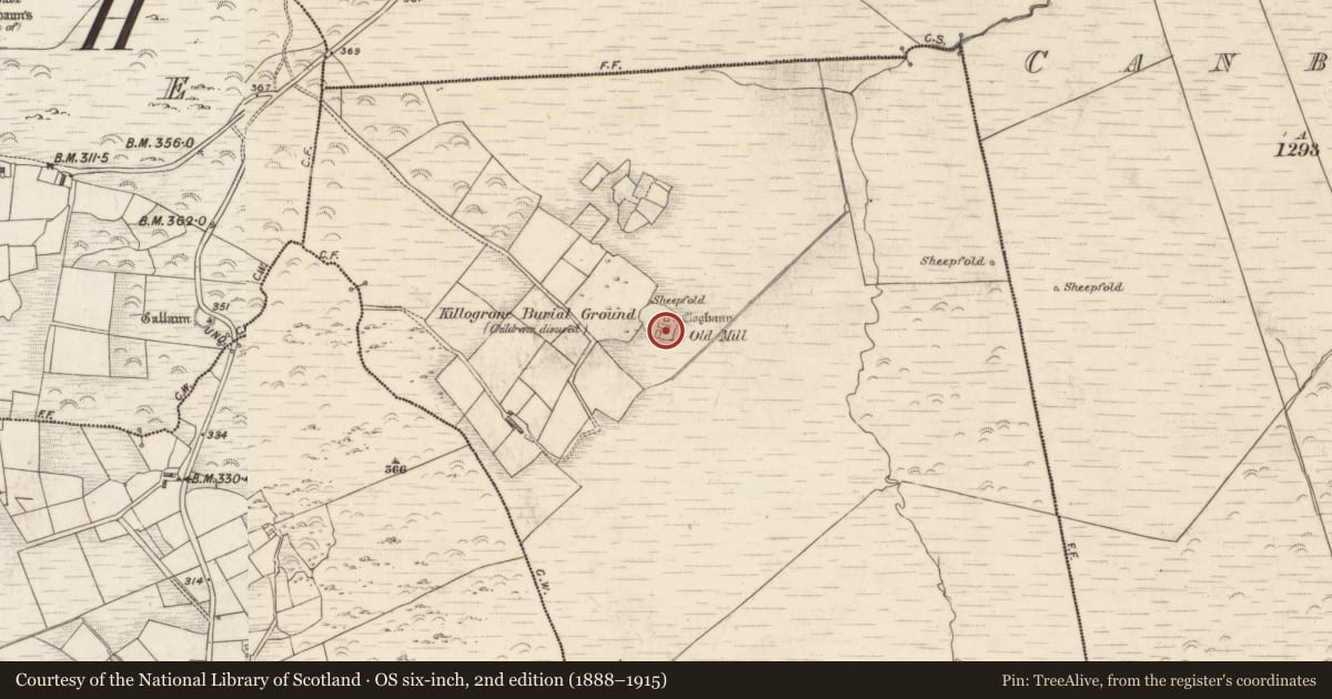 Ordnance Survey six-inch map, 2nd edition (1888–1915) covering the location of House - indeterminate date, Killogrone, County Kerry, with a pin at the register's coordinates