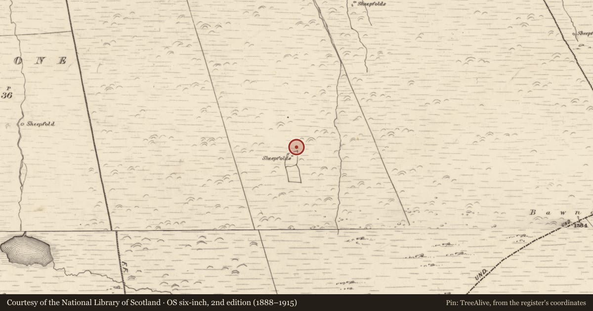 Ordnance Survey six-inch map, 2nd edition (1888–1915) covering the location of Hut site, Canburrin, County Kerry, with a pin at the register's coordinates