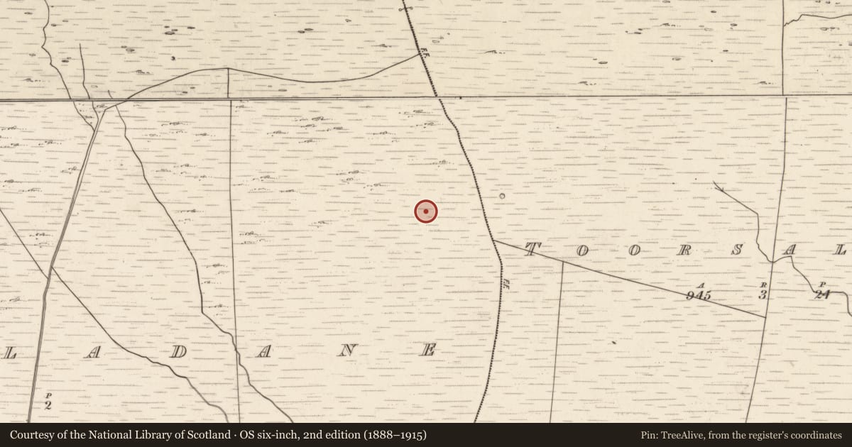 Ordnance Survey six-inch map, 2nd edition (1888–1915) covering the location of Souterrain, Tuar An Chladáin, County Kerry, with a pin at the register's coordinates