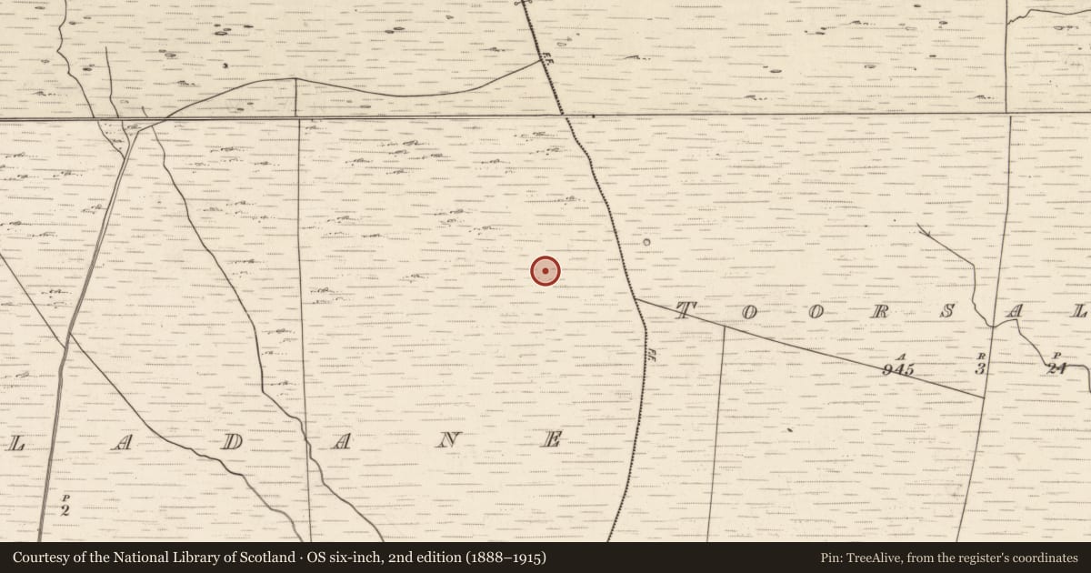 Ordnance Survey six-inch map, 2nd edition (1888–1915) covering the location of Hut site, Tuar An Chladáin, County Kerry, with a pin at the register's coordinates