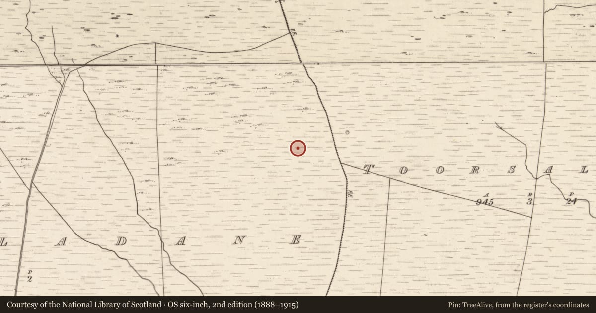Ordnance Survey six-inch map, 2nd edition (1888–1915) covering the location of Hut site, Tuar An Chladáin, County Kerry, with a pin at the register's coordinates