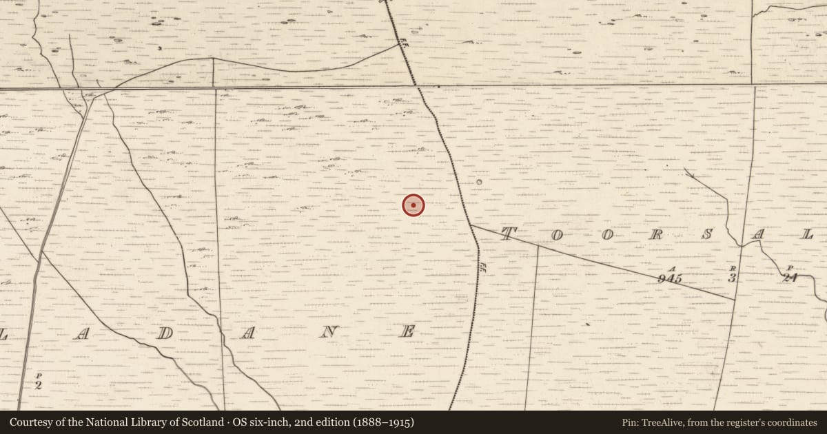Ordnance Survey six-inch map, 2nd edition (1888–1915) covering the location of Hut site, Tuar An Chladáin, County Kerry, with a pin at the register's coordinates