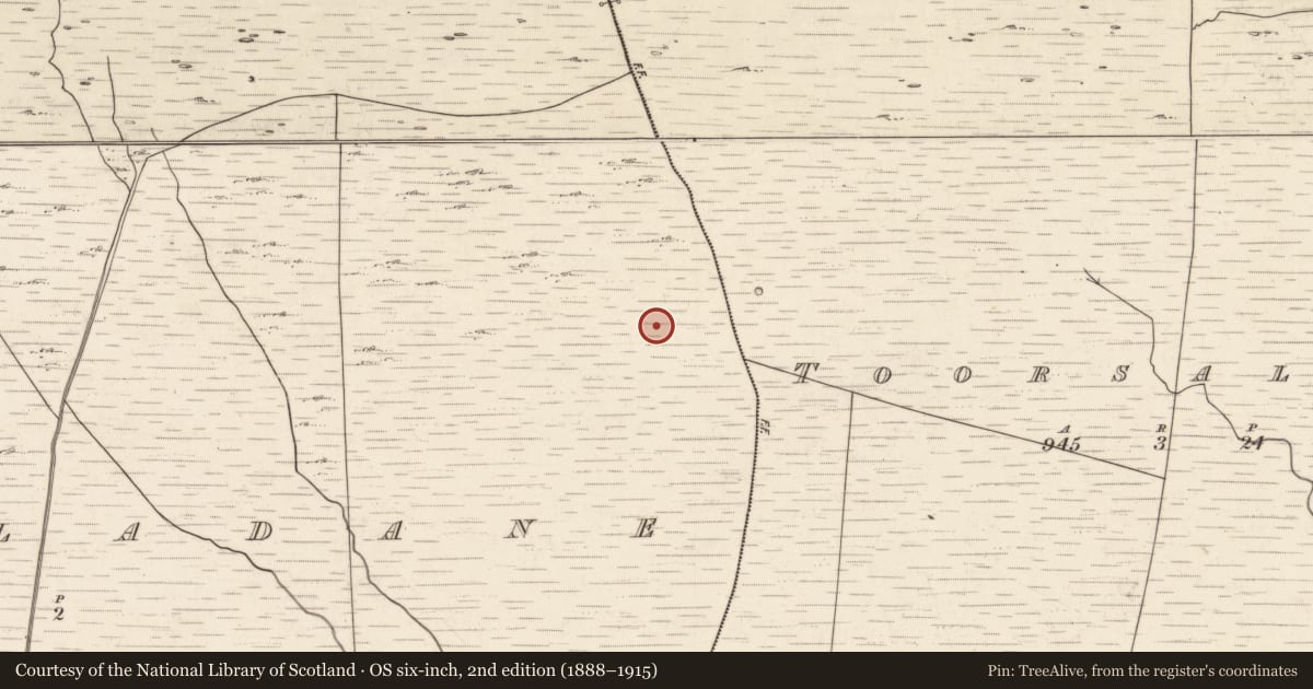 Ordnance Survey six-inch map, 2nd edition (1888–1915) covering the location of Hut site, Tuar An Chladáin, County Kerry, with a pin at the register's coordinates