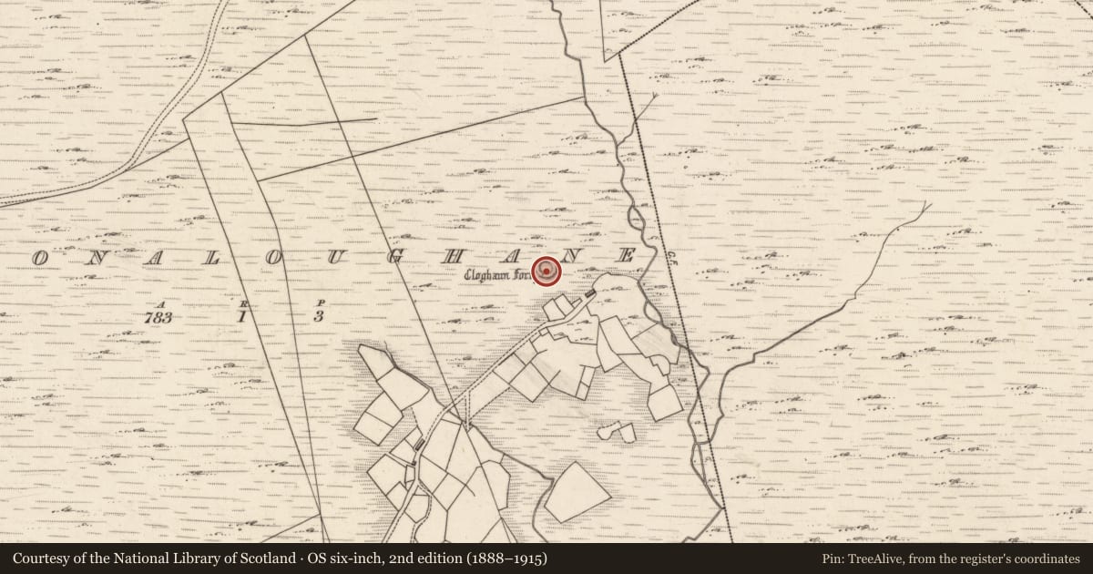Ordnance Survey six-inch map, 2nd edition (1888–1915) covering the location of Ringfort - rath, Srón An Locháin, County Kerry, with a pin at the register's coordinates