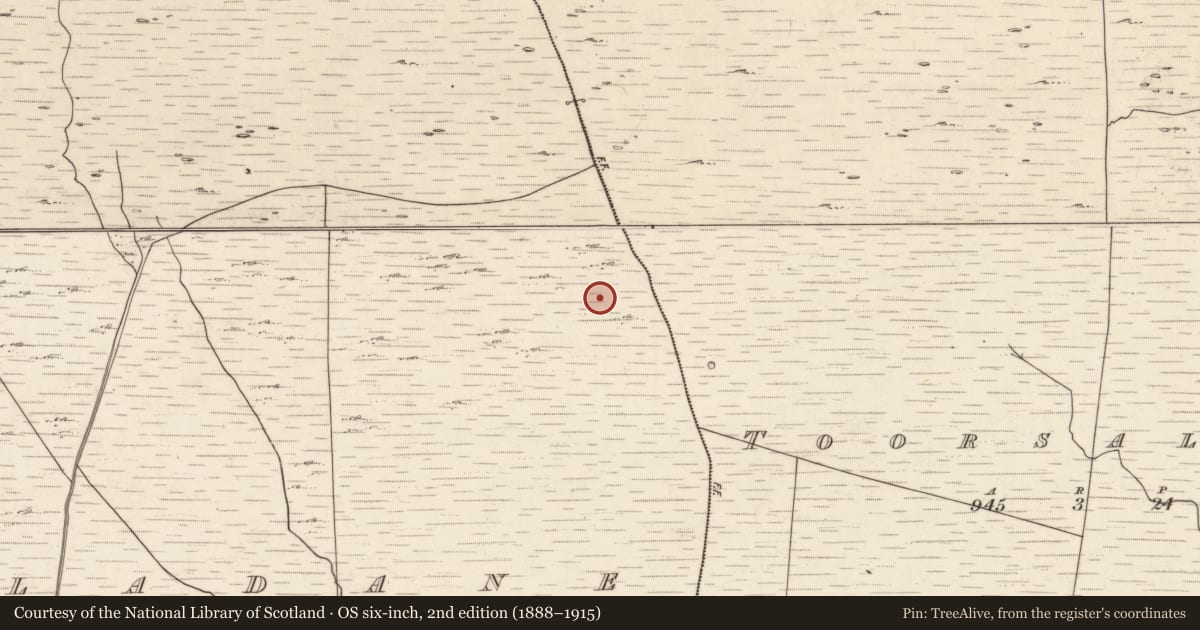 Ordnance Survey six-inch map, 2nd edition (1888–1915) covering the location of Hut site, Tuar An Chladáin, County Kerry, with a pin at the register's coordinates