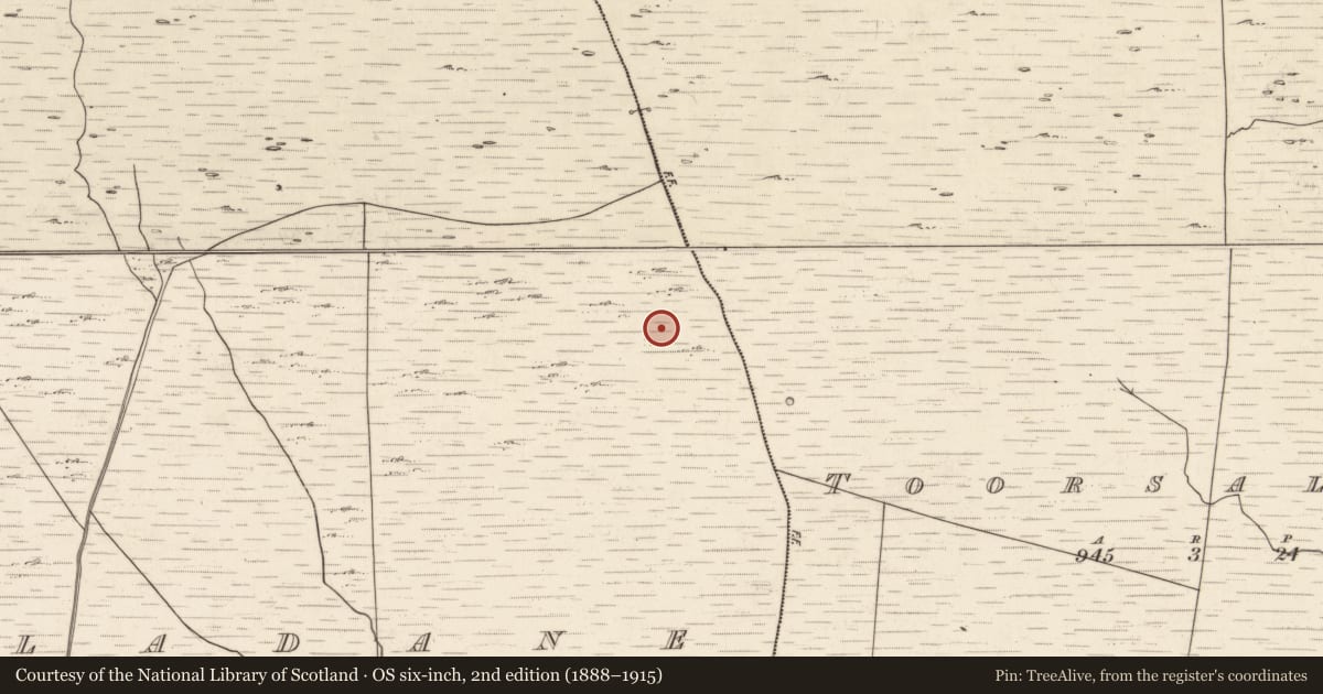Ordnance Survey six-inch map, 2nd edition (1888–1915) covering the location of Hut site, Tuar An Chladáin, County Kerry, with a pin at the register's coordinates