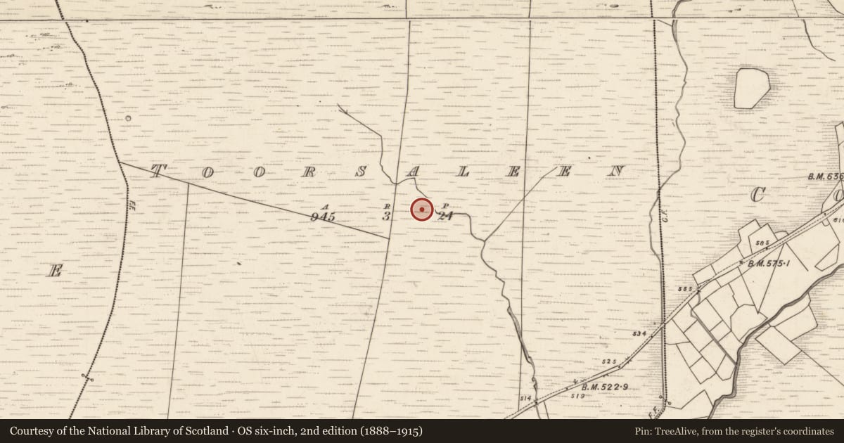 Ordnance Survey six-inch map, 2nd edition (1888–1915) covering the location of Hut site, Tuar Sáilín, County Kerry, with a pin at the register's coordinates