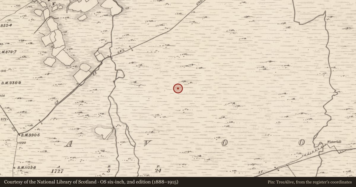 Ordnance Survey six-inch map, 2nd edition (1888–1915) covering the location of Enclosure, Curravoola, County Kerry, with a pin at the register's coordinates
